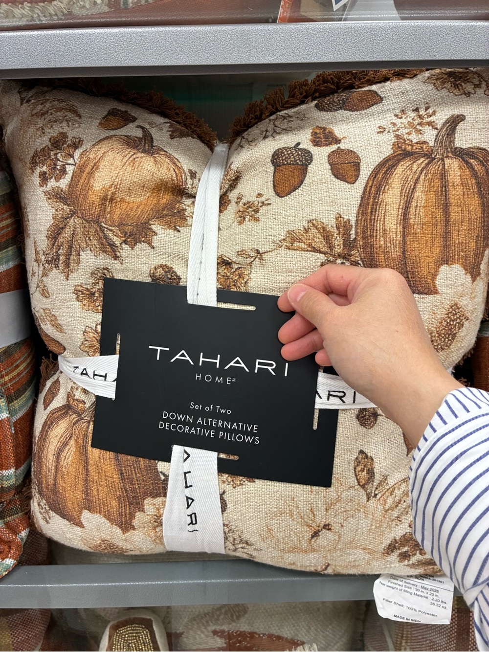 Tahari Home Pumpkin & Acorn Accent Pillow Set - Brown Cream